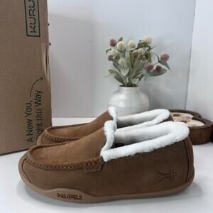 Kuru Loft Suede Faux Shearling Slipper Chestnut/Gum Men 12 Medium NWB
